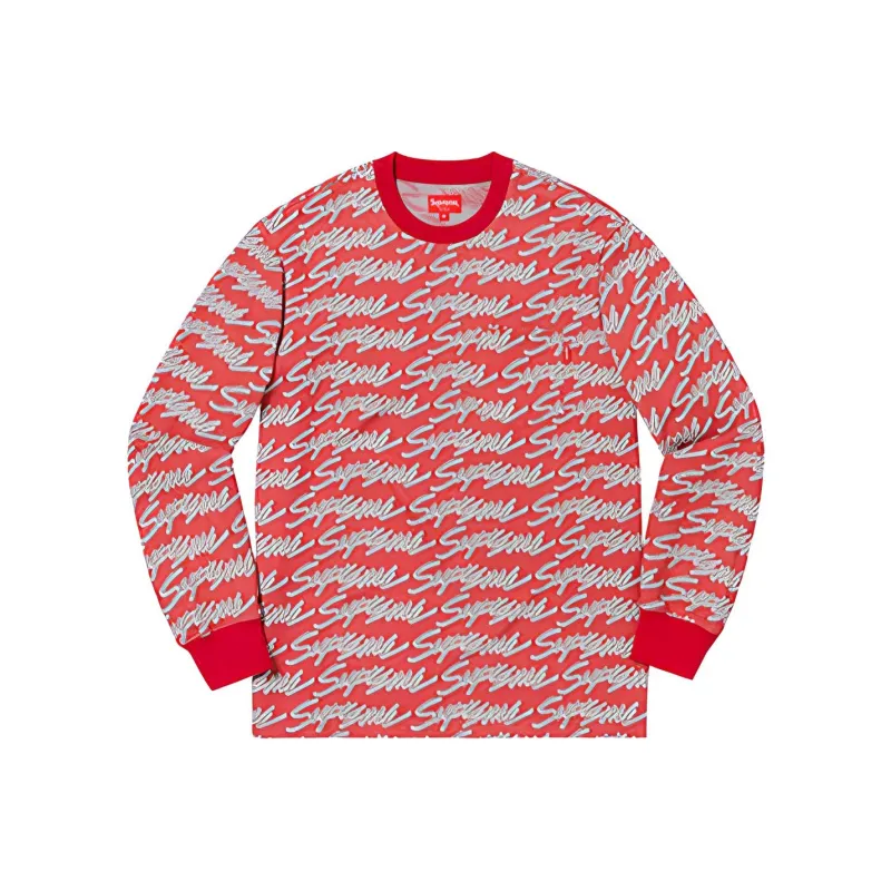 Supreme Signature Script Logo L/S Pocket Tee-0