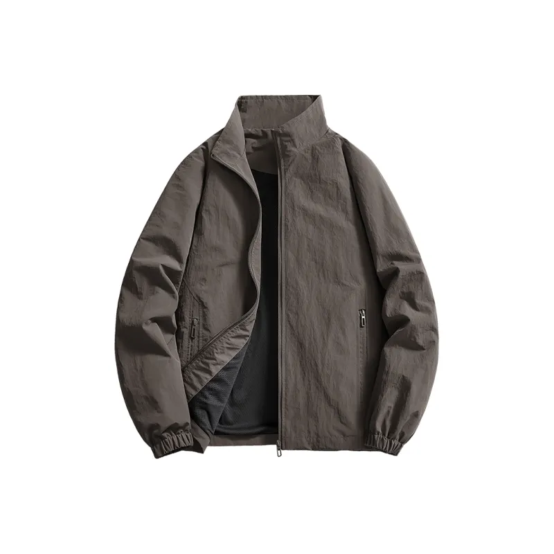 UF9193 Cardigan Stand Collar Windproof Casual Top Versatile Without Hood Jacket Unisex-2