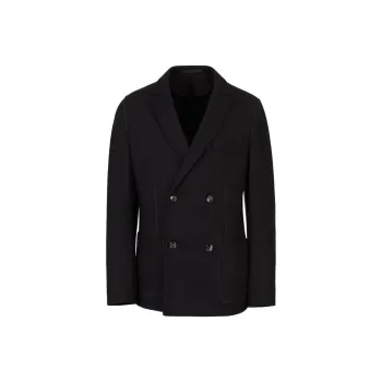 GIORGIO ARMANI Icon Double breasted Jacket In Fulled Cashmere Interlock