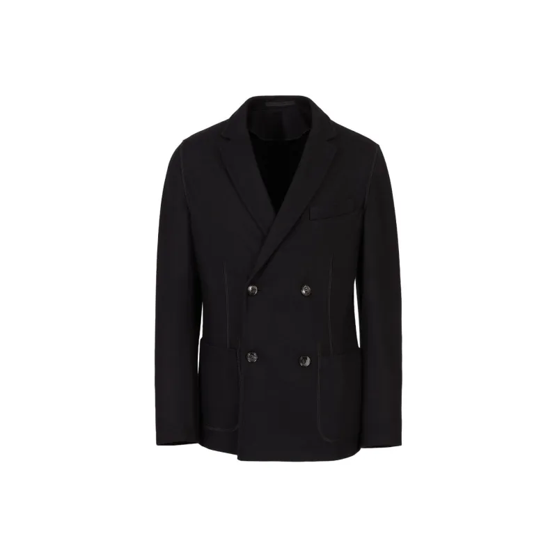 GIORGIO ARMANI Icon Double breasted Jacket In Fulled Cashmere Interlock-0