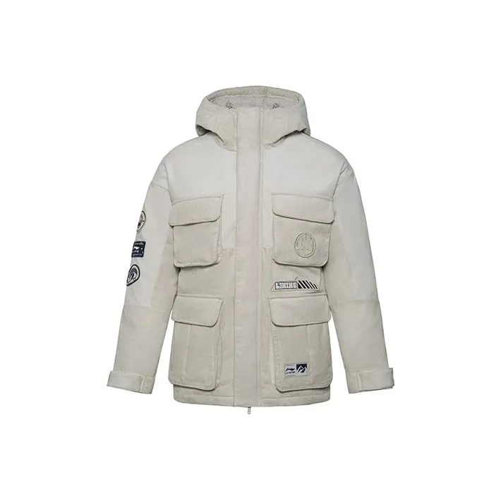 LiNing Sports Trend Series Down Jacket Winter Men's Seed Yellow Gray-0