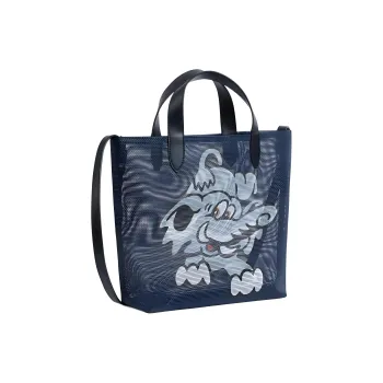 KENZO Polyvinyl Chloride Tote Bag Shopping Bag Shoulder Bag Handbag Small Size Men's Navy