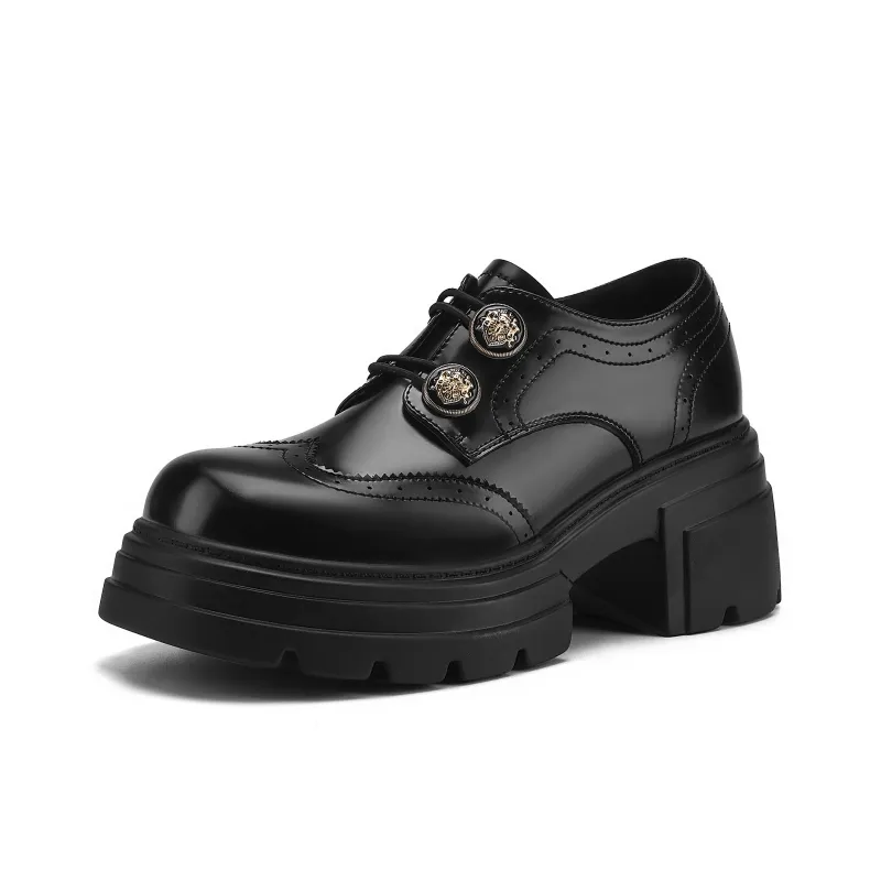 FIVE PLUS Chunky Heel High Heels 7.0CM Women's Black-1
