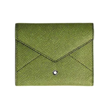 MONTBLANC Cow Leather Wallet Unisex Lime Green & Bordeaux Red