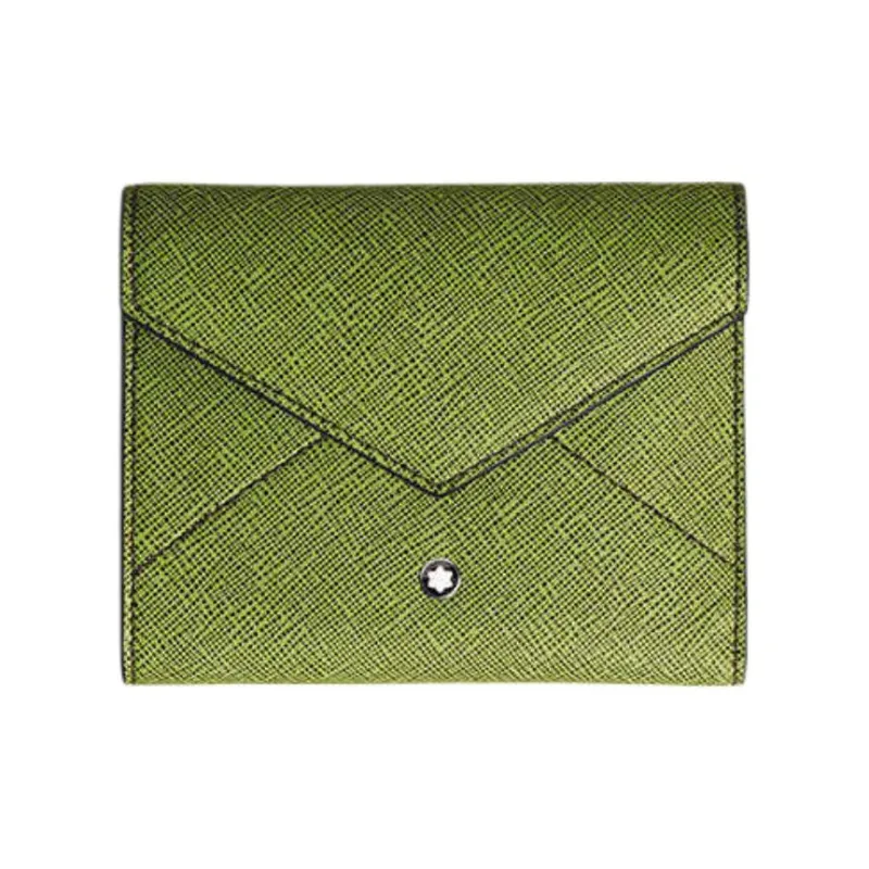 MONTBLANC Cow Leather Wallet Unisex Lime Green & Bordeaux Red-0