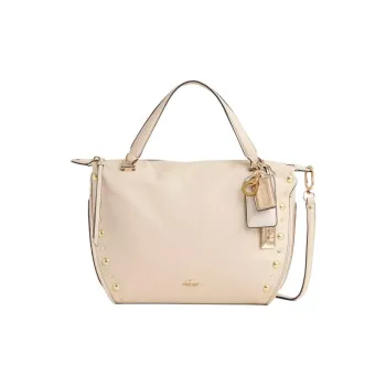 COACH SATCHEL Leather One Shoulder Handbag Large Size Women's Gold & Milk