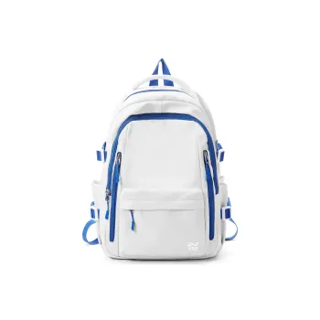 KEYSTREET Fabric Backpack Unisex Burgundy/White&Blue