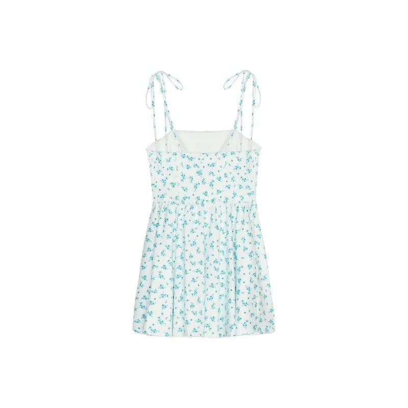 ZARA Slip Dress Women's White/Turquoise-1