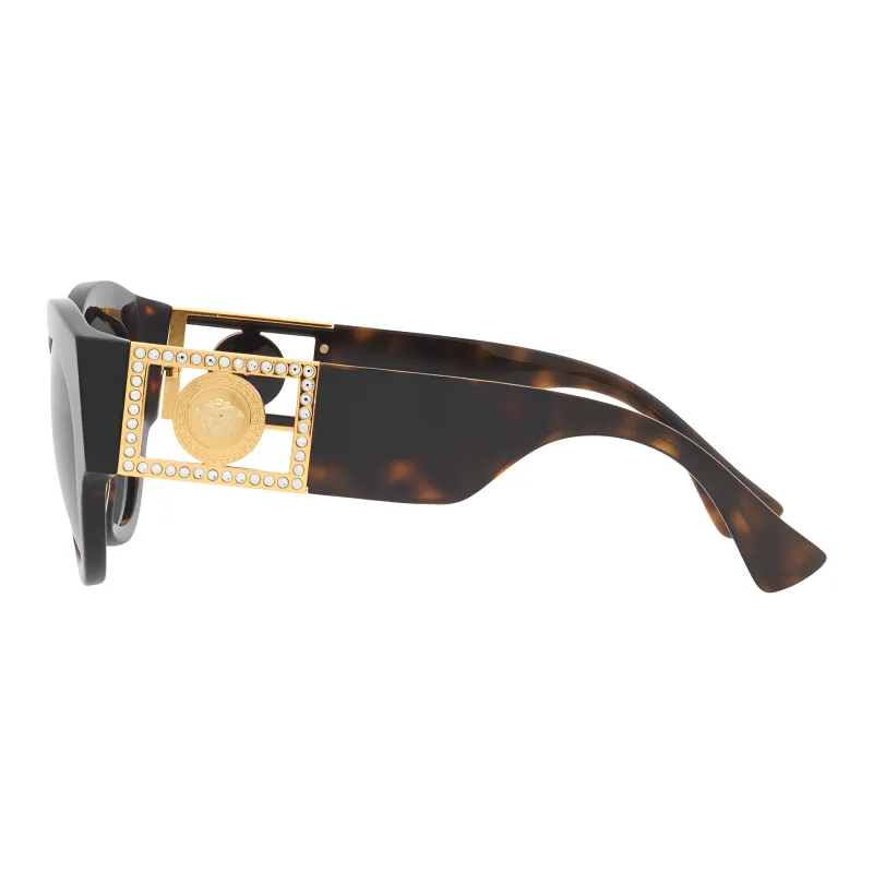 VERSACE Acetate Plastic Irregular Shape Sunglasses Women's Brown-1