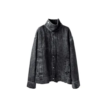 HUANXIANGZHE Denim Jacket Unisex Black
