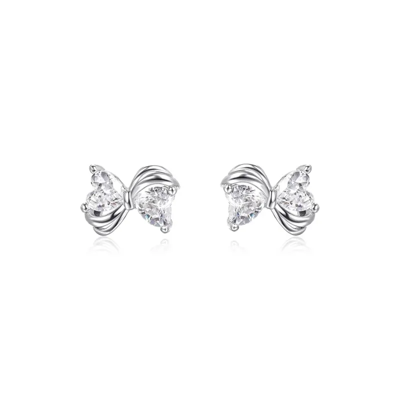 WAW S999 Sterling Silver Stud With Zircon Stud Earrings Women's-0