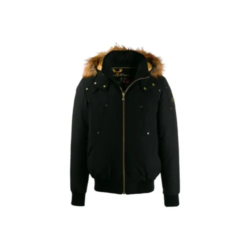Moose Knuckles Solid Color Hooded Down Jacket Men's Black