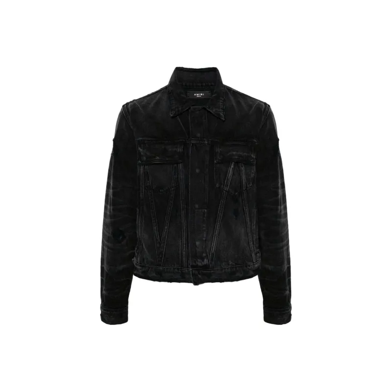 AMIRI Faded Panelled Denim Jacket-0