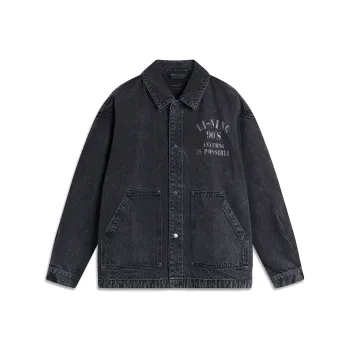 LiNing Weekend Youth Sports Fashion Collection Denim Jacket Unisex Black Denim