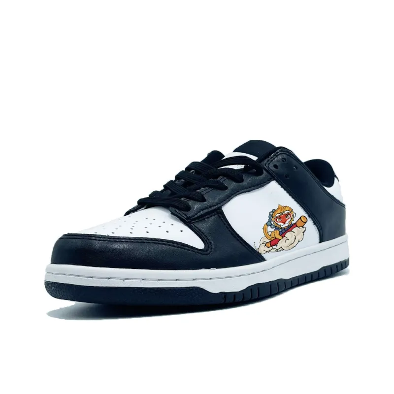 PAIN OR PLEASURE Low Top Skateboard Shoes Unisex Black White-1