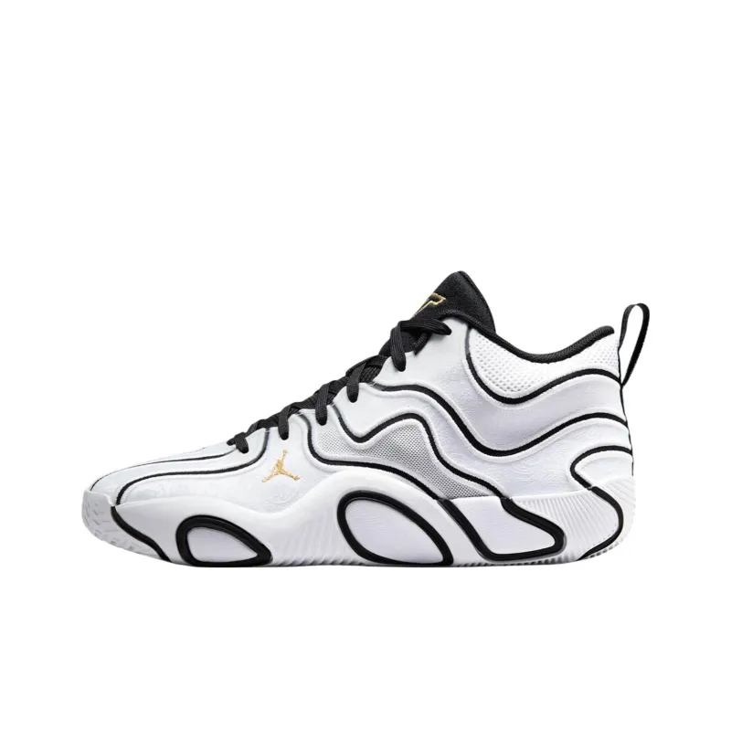 Jordan Tatum 3 Anti Slip Wear Resistant Mid Top Basketball Shoes Unisex Black White-0