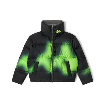 Kappa Solid Color Stand Collar Loose Fit Thickened Cropped Down Jacket Unisex Fuzzy Omini Neon Green