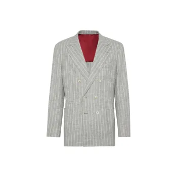 Brunello Cucinelli Double Breasted Striped Blazer