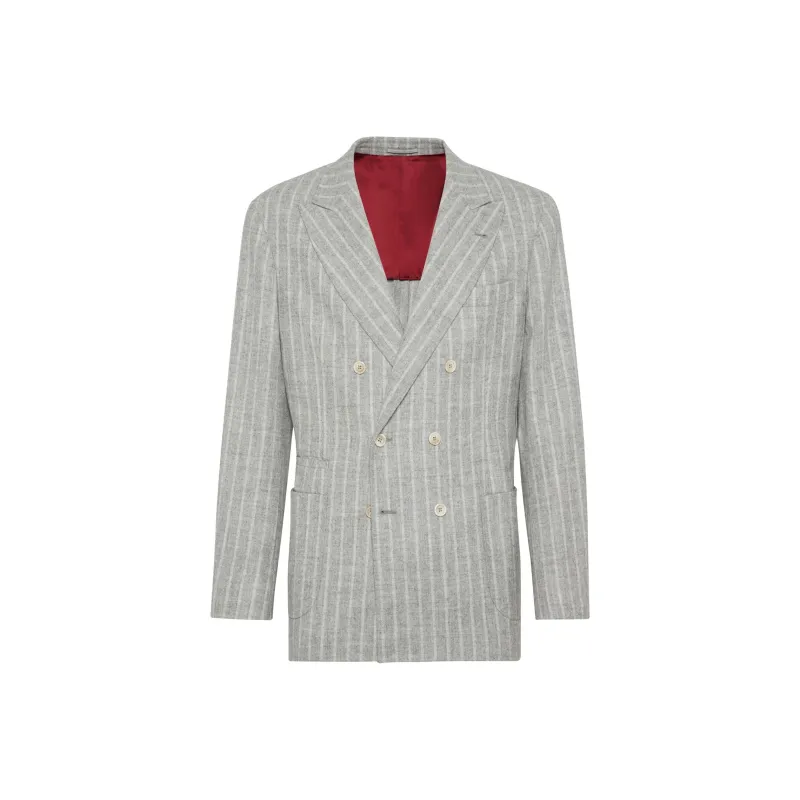 Brunello Cucinelli Double Breasted Striped Blazer-0