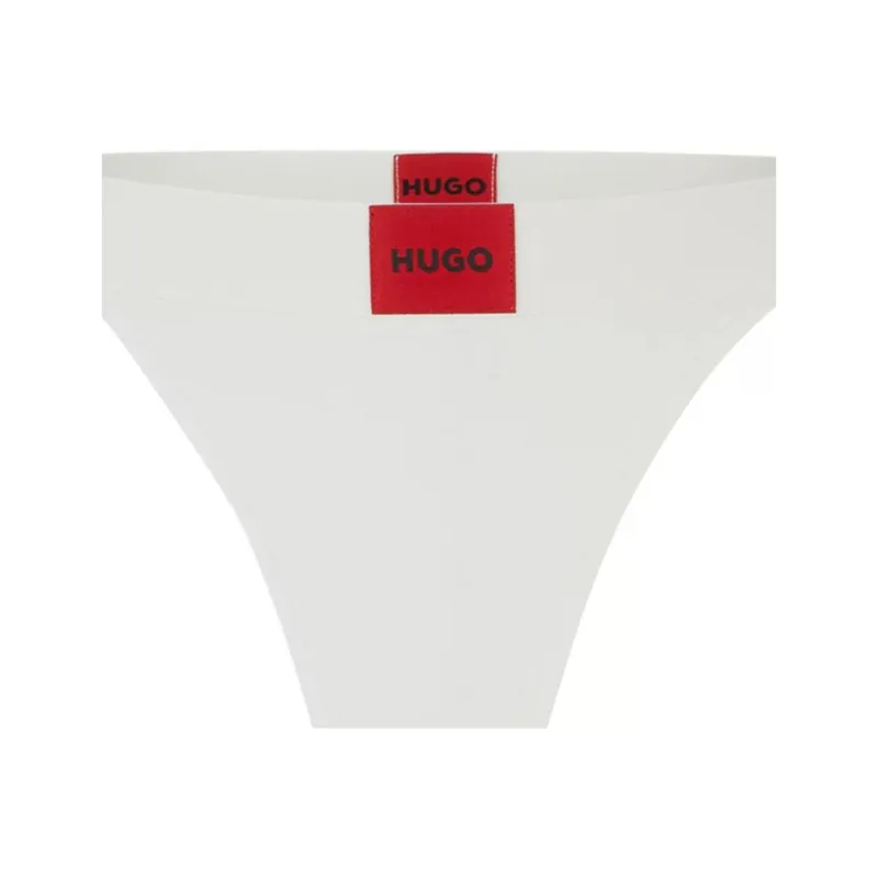 HUGO BOSS Stretch-Cotton Thong Briefs With Logo Waistband Underpants Women's White-1