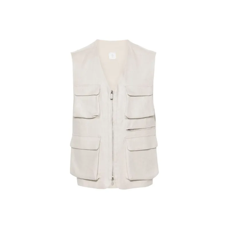 Eleventy V neck Linen Vest-0