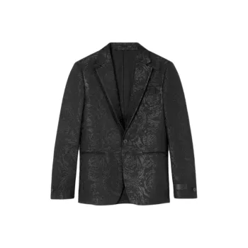 VERSACE Metallic Paisley Single Breasted Tailored Blazer