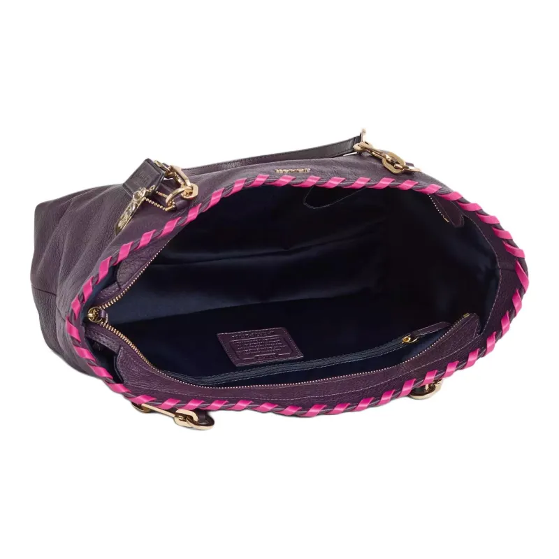 COACH Madison Leather Tote Bag, Shopping Bag, Shoulder Bag Large Size Women's Black Purple-2