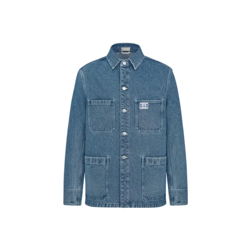 DIOR Logo Embroidered Denim Overshirt-0