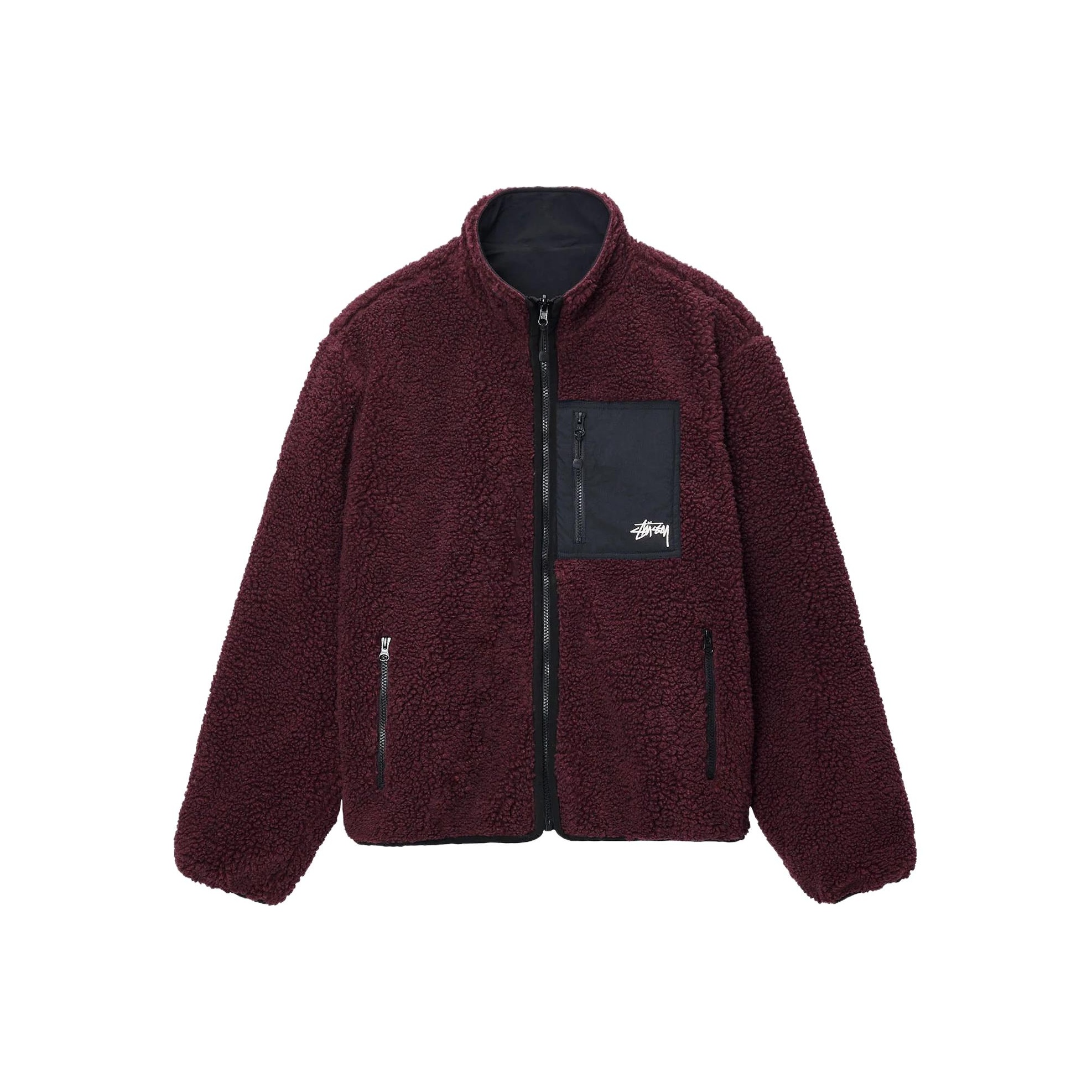 Stussy Sherpa Reversible Jacket Burgundy Red M - POIZON