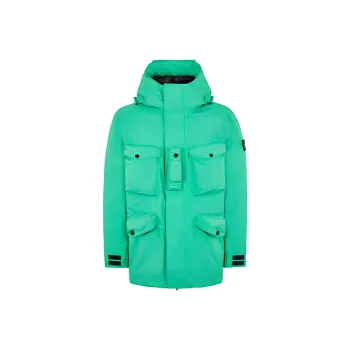 STONE ISLAND FW21 Solid Color Hooded Loose Fit Down Jacket Men's Green
