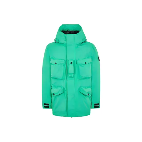 STONE ISLAND FW21 Solid Color Hooded Loose Fit Down Jacket Men's Green