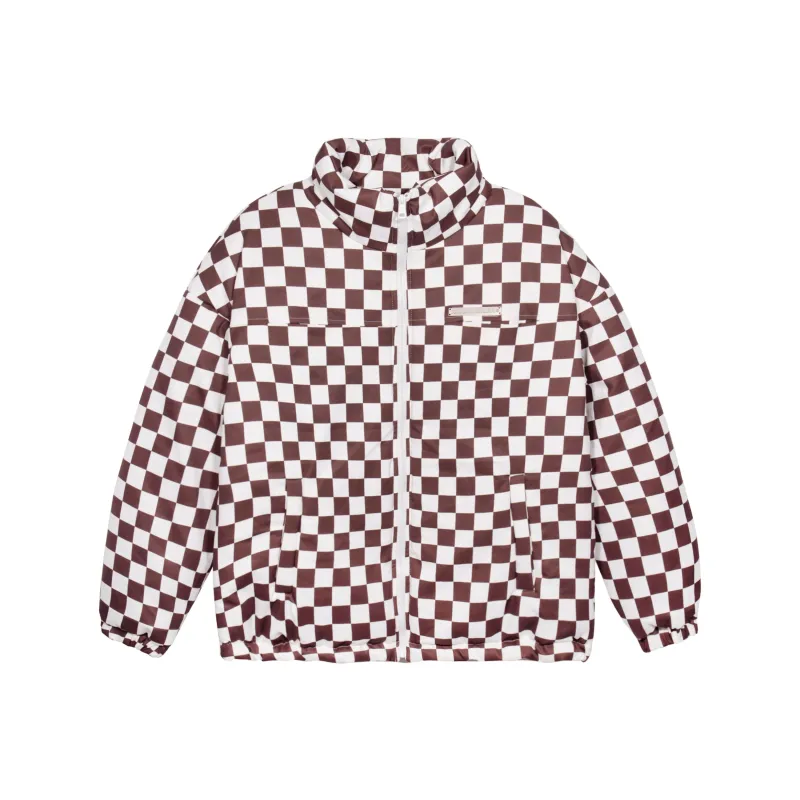 KILLWINNER Plaid Stand Collar Loose Fit Thickened Puffer Jacket Unisex-5
