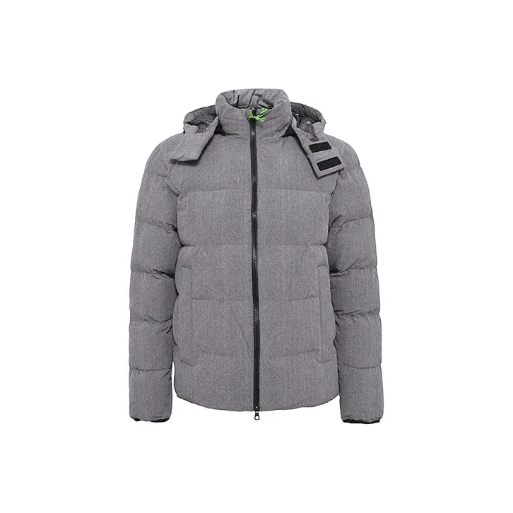 EMPORIO ARMANI FW21 Solid Color Hooded Puffer Jacket Men's Light Gray-0