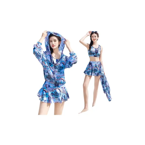 Barbie Two Piece Swimsuit Women's Blue Print