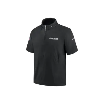 Nike Las Vegas Raiders Sideline Coach Men's Nike Nfl 1/2 Zip Short Sleeve Hooded Jacket