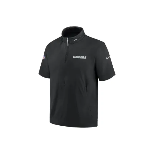nike retailers Las Vegas Raiders Sideline Coach Men's nike retailers Nfl 1/2 Zip Short Sleeve Hooded Jacket