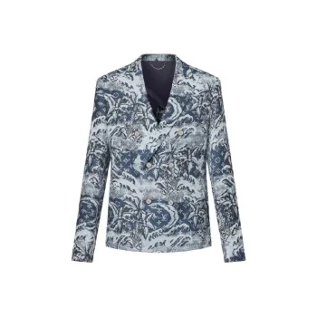 LOUIS VUITTON Double-Breasted Cotton And Linen Blend Tailored Jacket