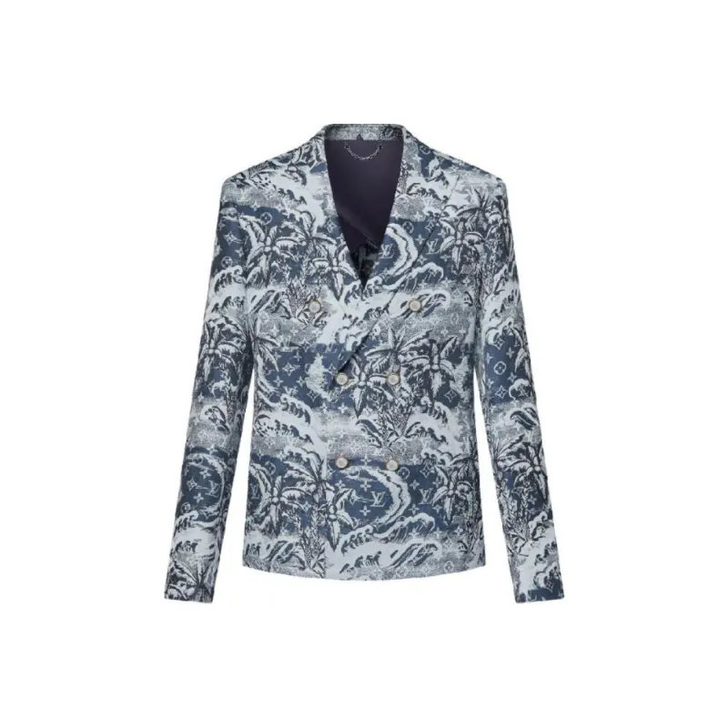 LOUIS VUITTON Double Breasted Cotton And Linen Blend Tailored Jacket-0
