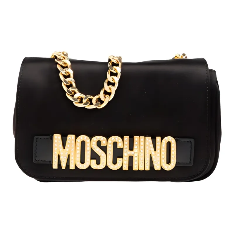 MOSCHINO Viscose Blended Velvet Crossbody Bag Shoulder Bag Women's Black-0
