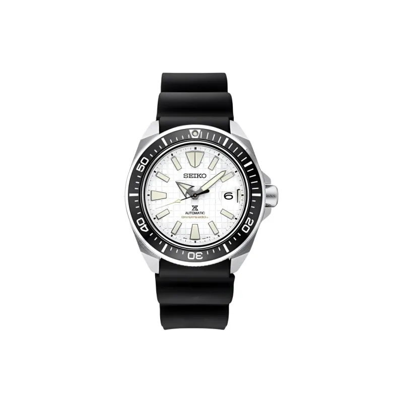 SEIKO Prospex Collection Automatic Mechanical Movement Silicone Strap Watch 44mm Men's Watches White Dial-0