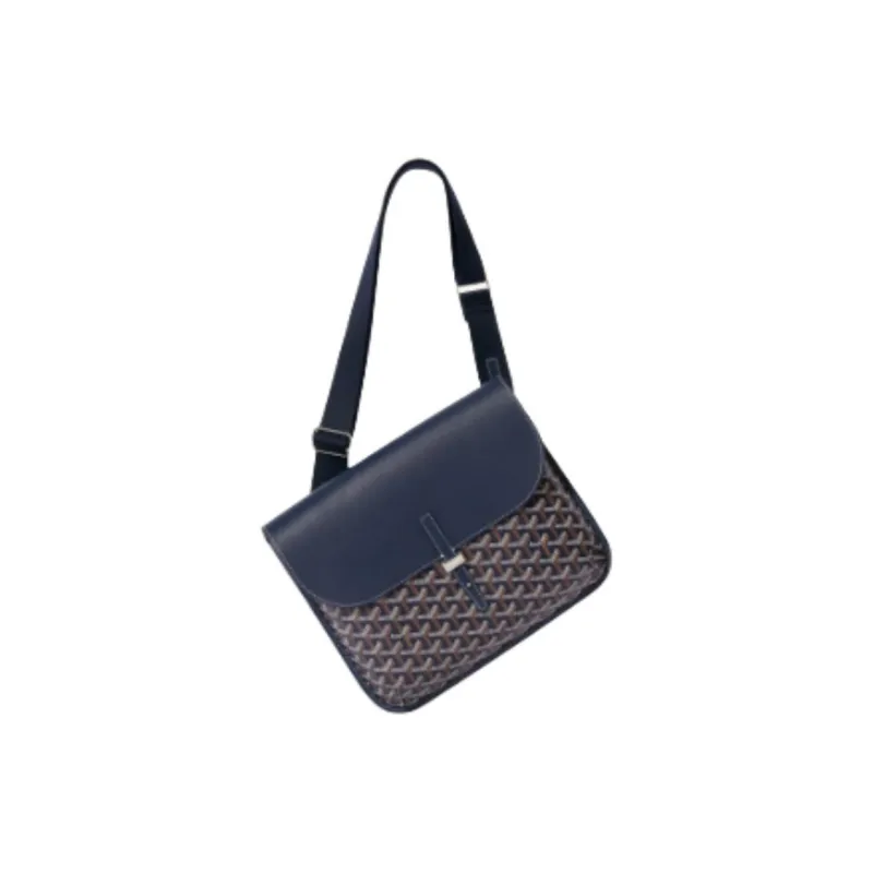 GOYARD Canvas With Calfskin Messenger Bag, Crossbody Bag, Shoulder Bag Unisex Dark Blue-1