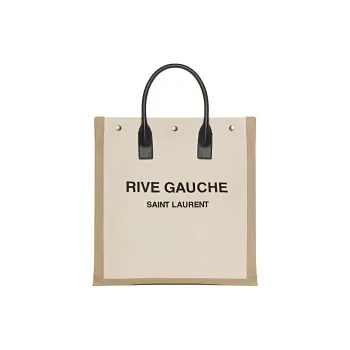 SAINT LAURENT Canvas Tote Bag Shopping Bag Handbag Men's Beige