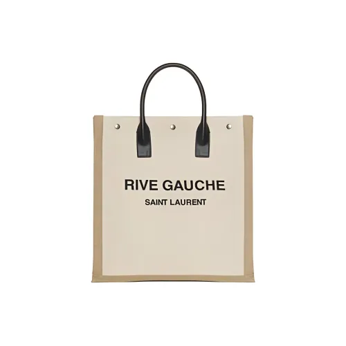 SAINT LAURENT Canvas Tote Bag Shopping Bag Handbag Men's Beige