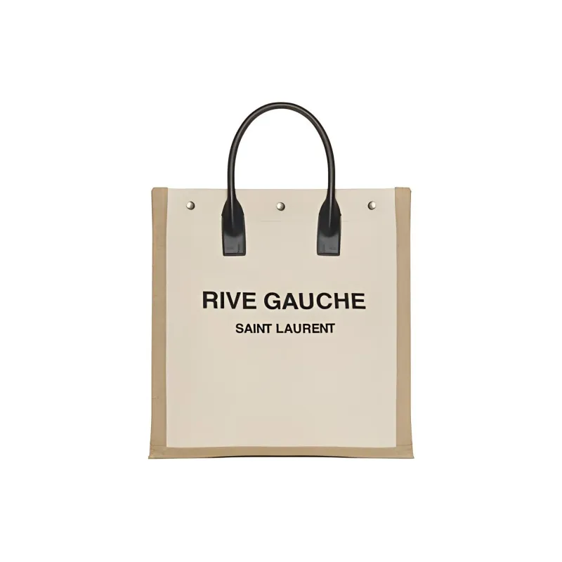 SAINT LAURENT Canvas Tote Bag, Shopping Bag, Handbag Men's Beige-0
