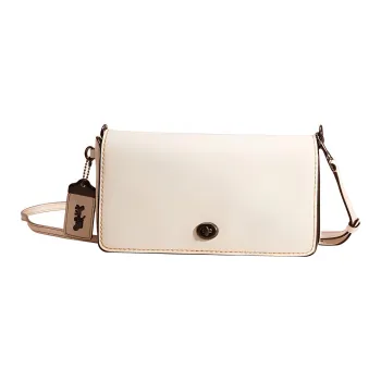 COACH Dinky Smooth Finish Leather Shoulder Bag Crossbody Bag Women's White