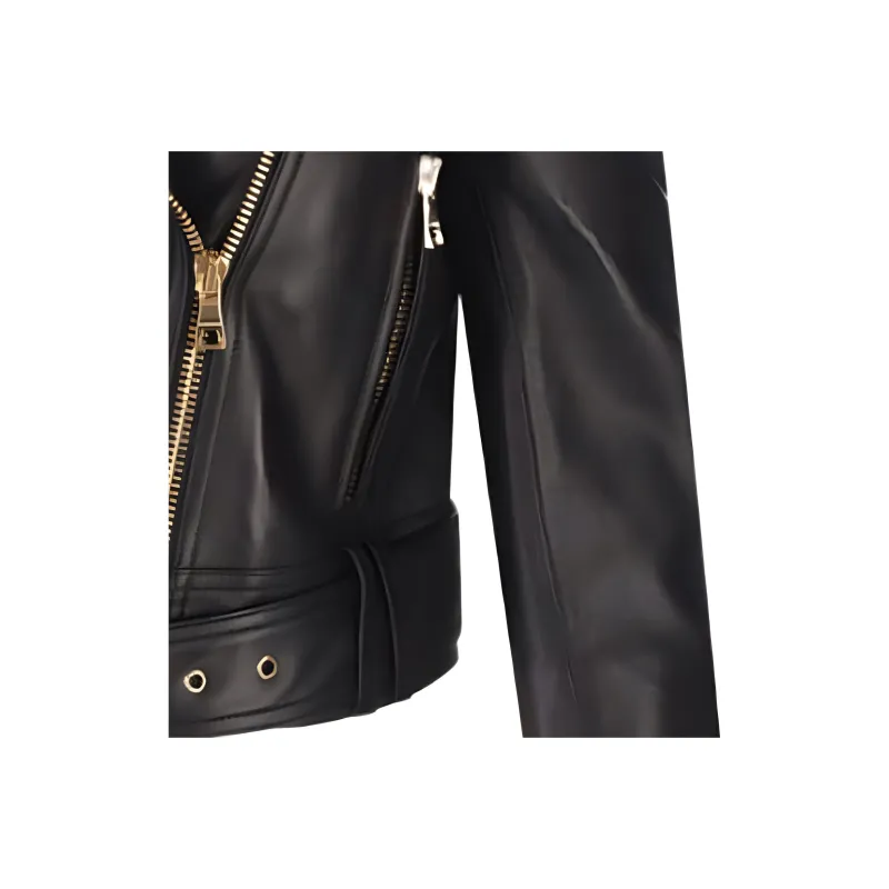 BALMAIN Chain Quilted Leather Crop Jacket Black-5