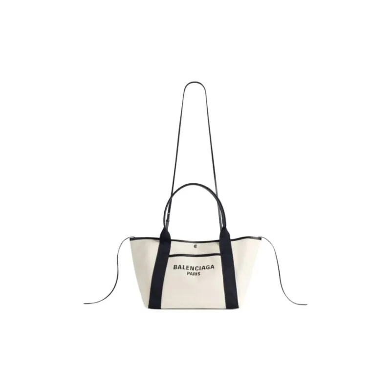 Balenciaga Biarritz Cotton Canvas Tote Bag, Shopping Bag, Handbag Medium Size Women's White-1