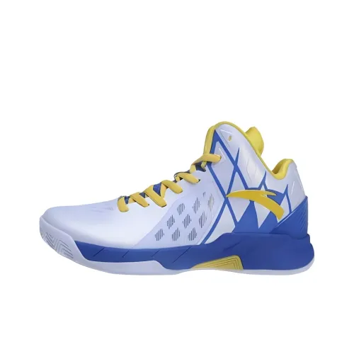 Anta Thompson KT Basketball Anti Slip Wear Resistant High Top Basketball Shoes Men's White Blue Yellow