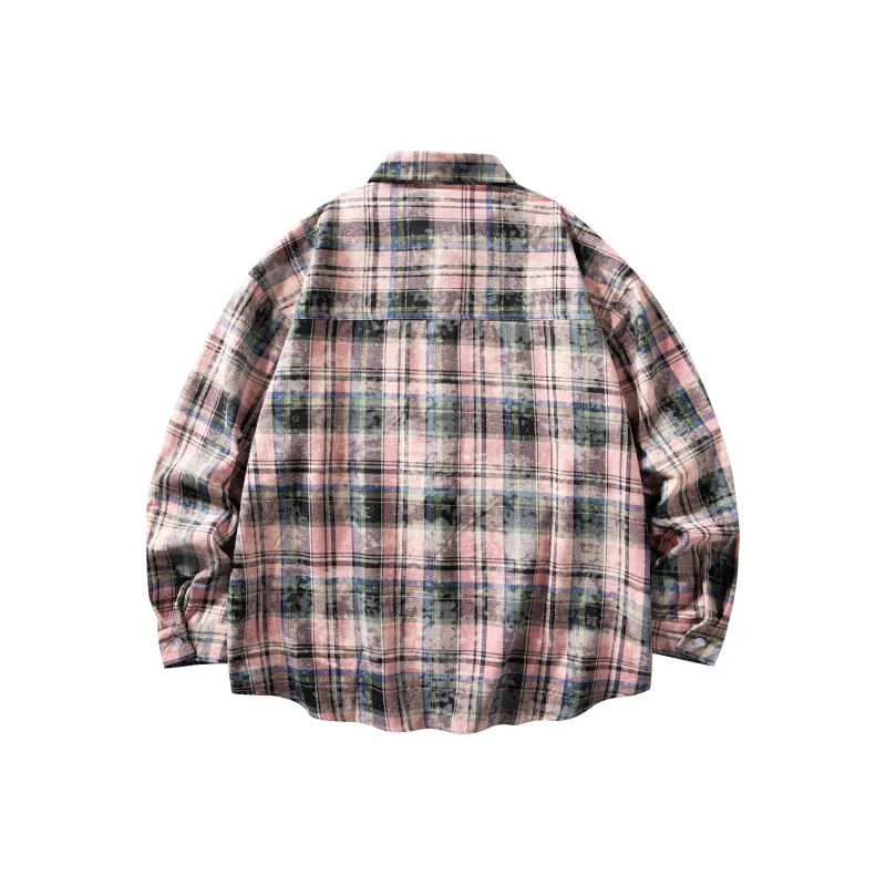 GDRX Shirt Unisex Blue White Plaid Tie Dye-6