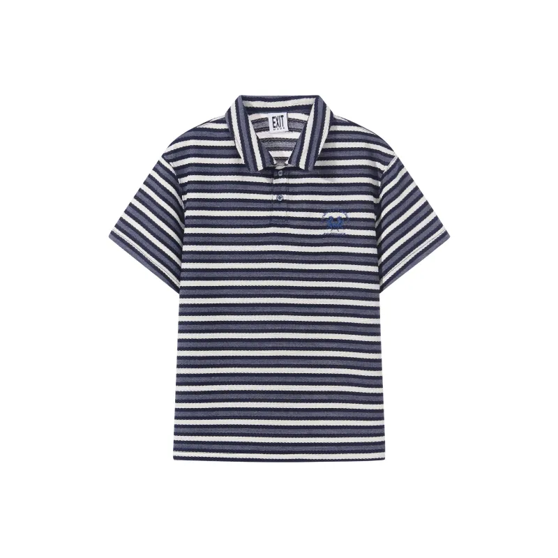 BLINDNOPLAN Polo Shirt Unisex Blue Stripes-0